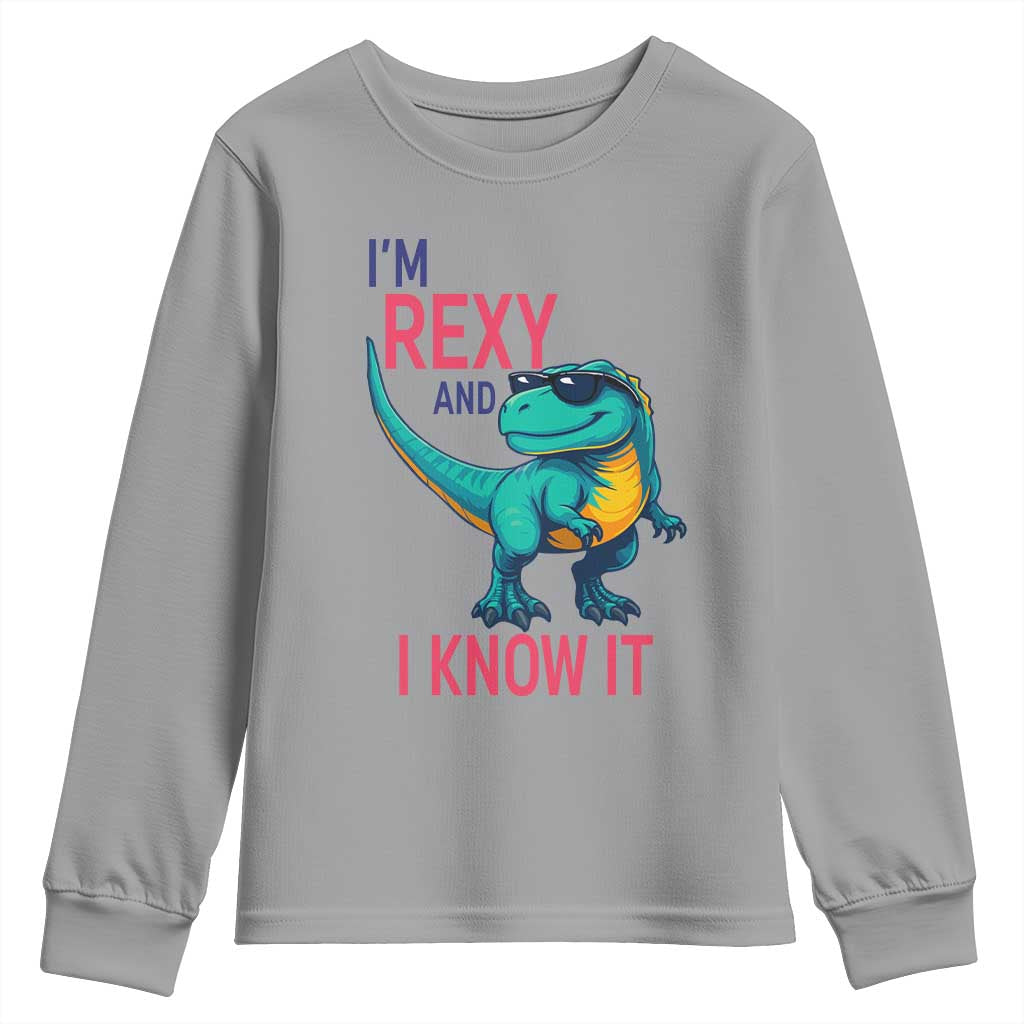 Funny Dinosaur Youth Sweatshirt I Am Rexy And I Know It - Wonder Print Shop