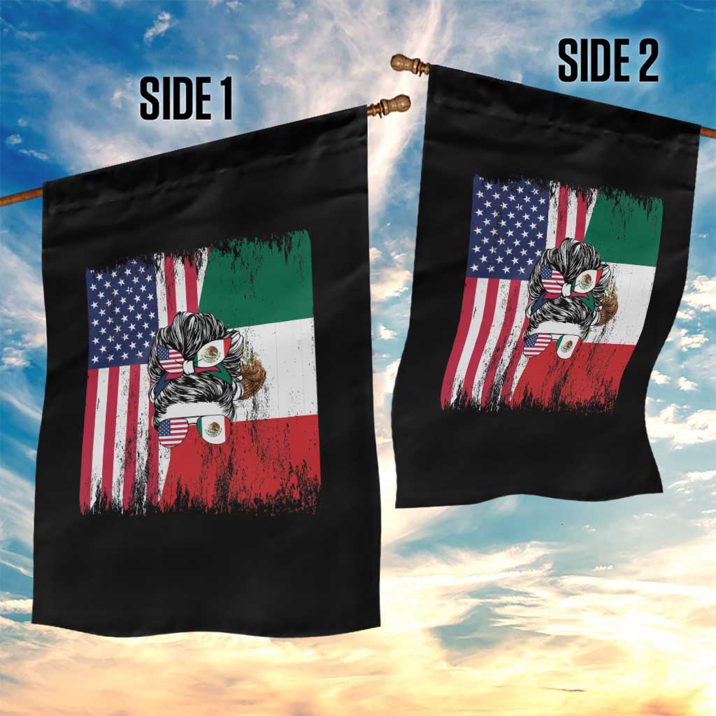 Mexican American Pride Garden Flag Bicultural Heritage Girl Vintage Flag