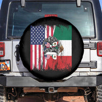 Mexican American Pride Spare Tire Cover Bicultural Heritage Girl Vintage Flag
