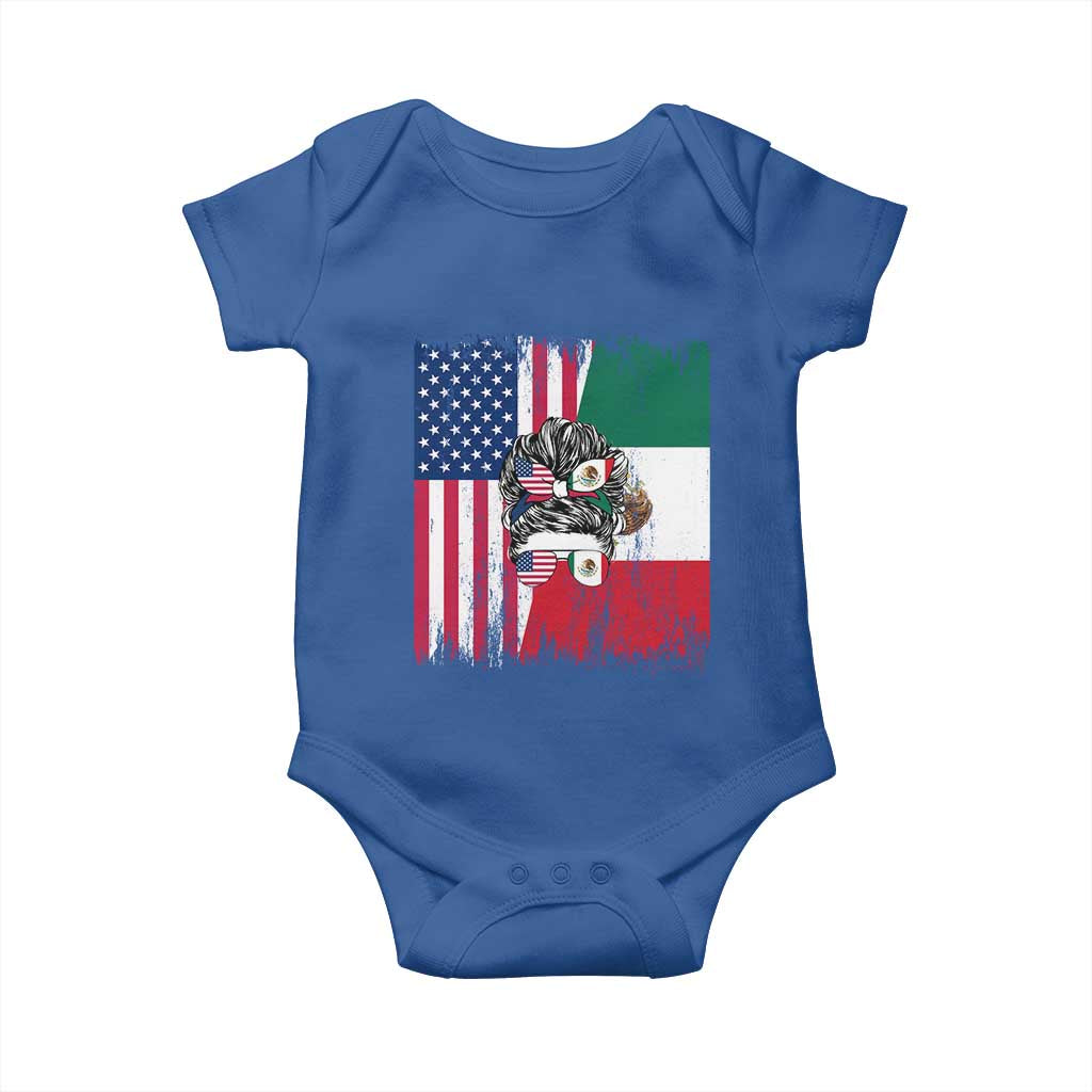 Mexican American Pride Baby Onesie Bicultural Heritage Girl Vintage Flag