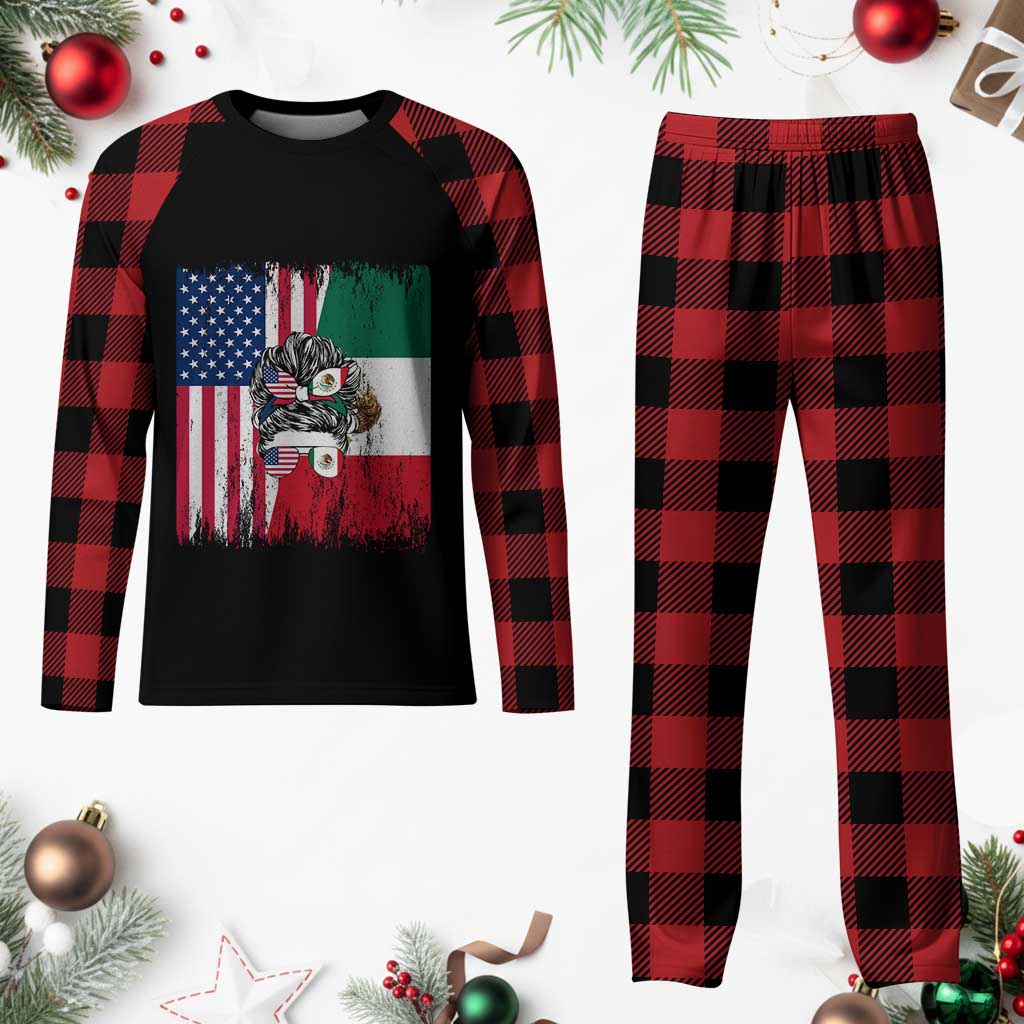Mexican American Pride Plaid Pajama Set Bicultural Heritage Girl Vintage Flag