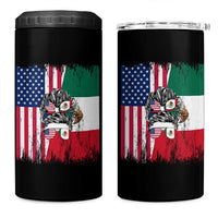 Mexican American Pride 4 in 1 Can Cooler Tumbler Bicultural Heritage Girl Vintage Flag