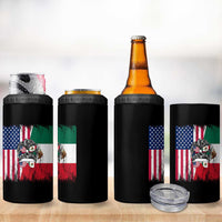 Mexican American Pride 4 in 1 Can Cooler Tumbler Bicultural Heritage Girl Vintage Flag
