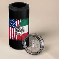 Mexican American Pride 4 in 1 Can Cooler Tumbler Bicultural Heritage Girl Vintage Flag