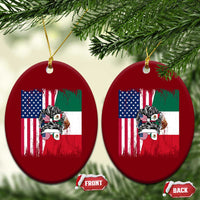 Mexican American Pride Ceramic Ornament Bicultural Heritage Girl Vintage Flag