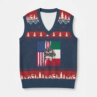 Mexican American Pride V-Neck Knit Sweater Vest Bicultural Heritage Girl Vintage Flag