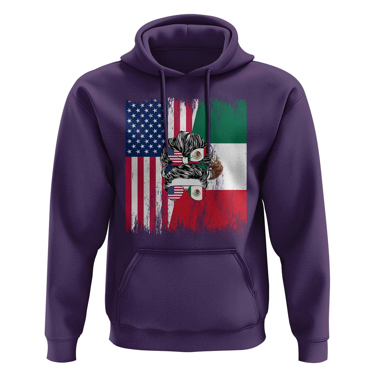 Mexican American Pride Hoodie Bicultural Heritage Girl Vintage Flag