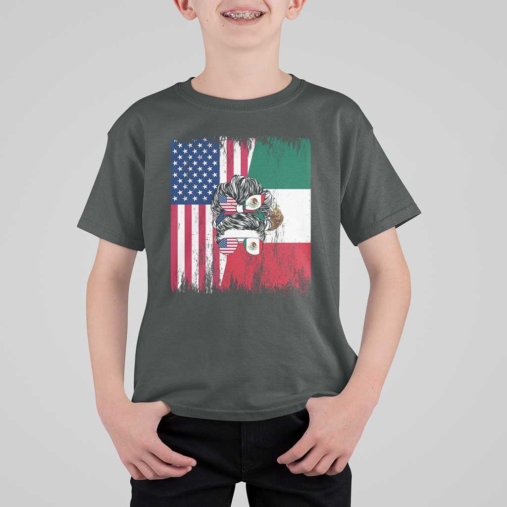 Mexican American Pride T Shirt For Kid Bicultural Heritage Girl Vintage Flag