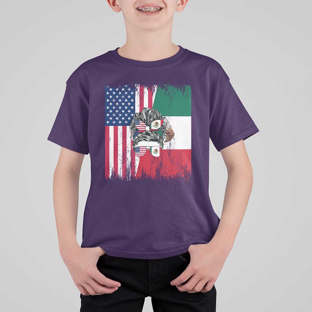 Mexican American Pride T Shirt For Kid Bicultural Heritage Girl Vintage Flag
