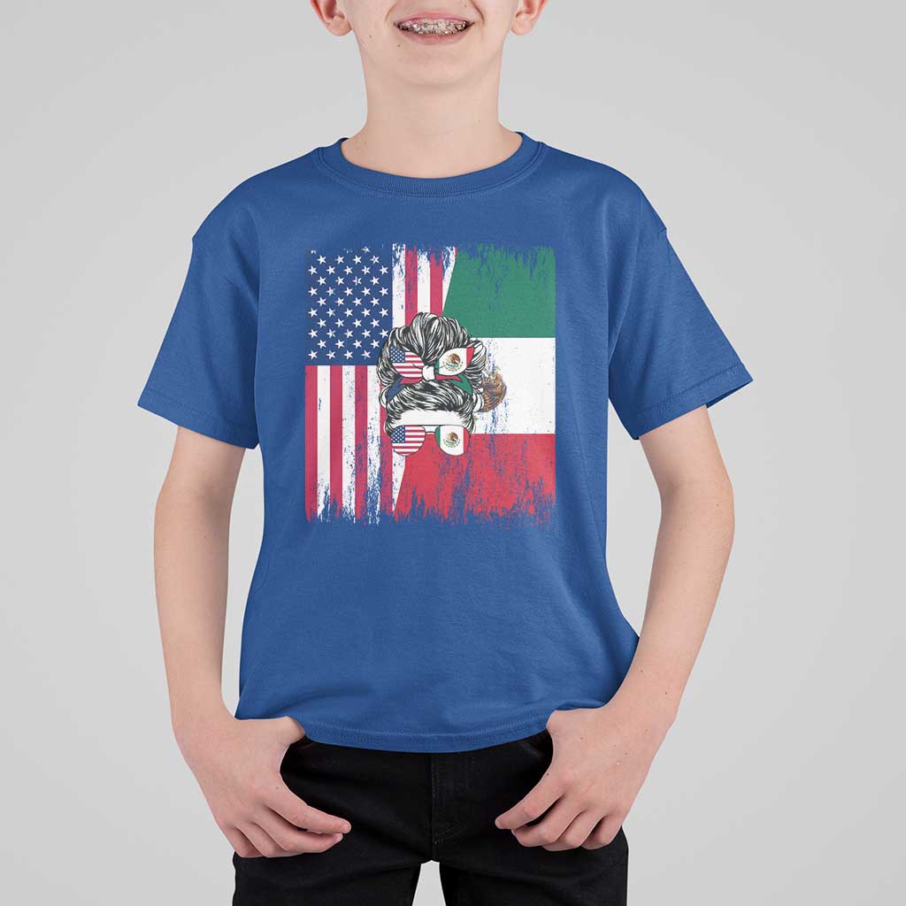 Mexican American Pride T Shirt For Kid Bicultural Heritage Girl Vintage Flag