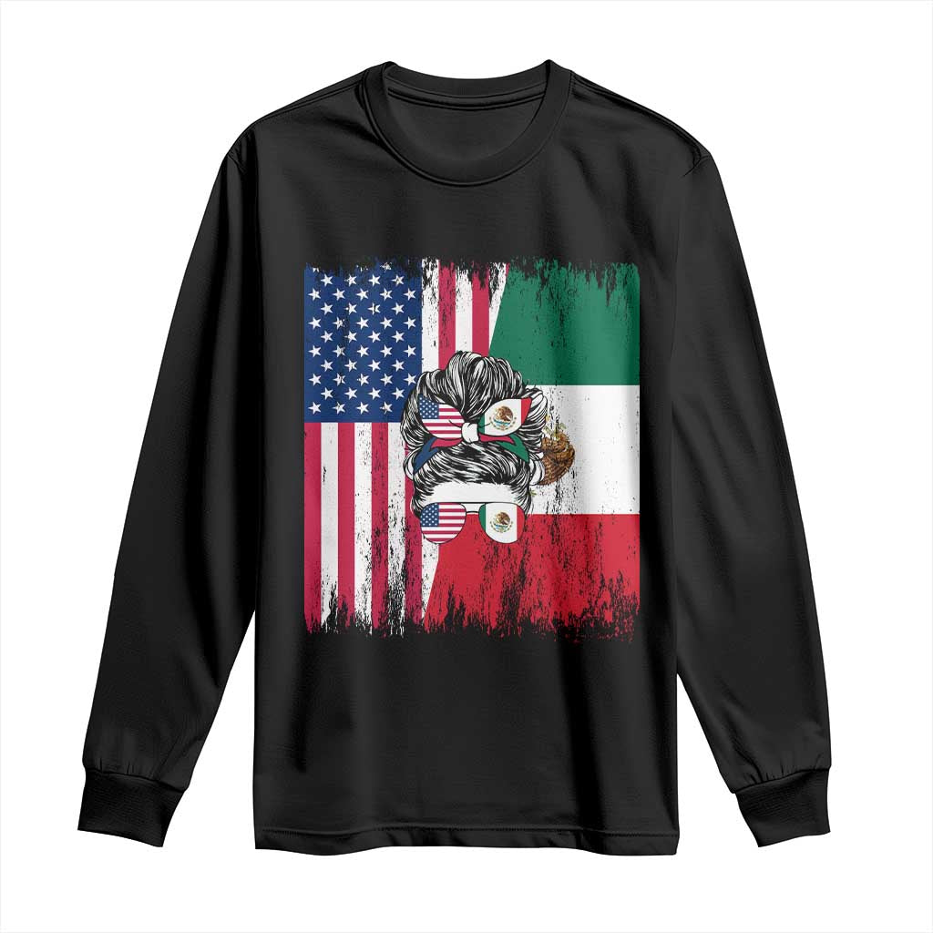 Mexican American Pride Long Sleeve Shirt Bicultural Heritage Girl Vintage Flag