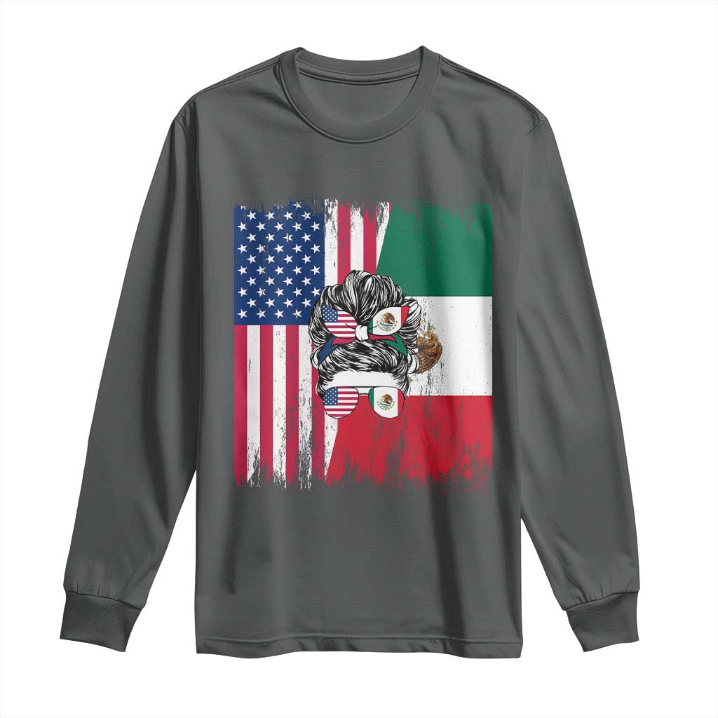 Mexican American Pride Long Sleeve Shirt Bicultural Heritage Girl Vintage Flag