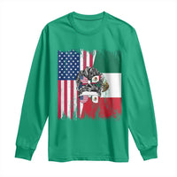 Mexican American Pride Long Sleeve Shirt Bicultural Heritage Girl Vintage Flag