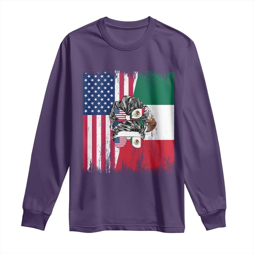 Mexican American Pride Long Sleeve Shirt Bicultural Heritage Girl Vintage Flag