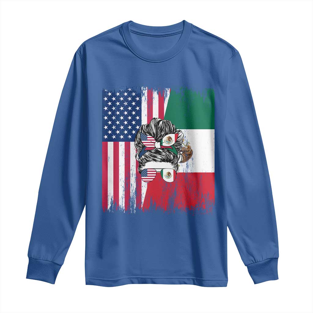 Mexican American Pride Long Sleeve Shirt Bicultural Heritage Girl Vintage Flag