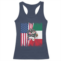 Mexican American Pride Racerback Tank Top Bicultural Heritage Girl Vintage Flag