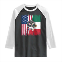 Mexican American Pride Raglan Shirt Bicultural Heritage Girl Vintage Flag