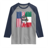Mexican American Pride Raglan Shirt Bicultural Heritage Girl Vintage Flag