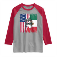 Mexican American Pride Raglan Shirt Bicultural Heritage Girl Vintage Flag