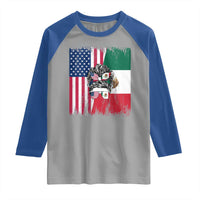 Mexican American Pride Raglan Shirt Bicultural Heritage Girl Vintage Flag