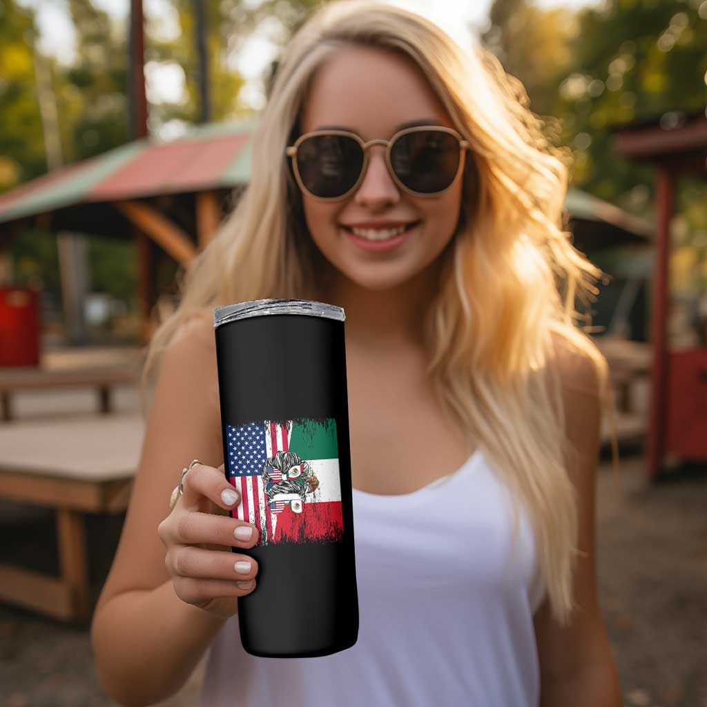 Mexican American Pride Skinny Tumbler Bicultural Heritage Girl Vintage Flag