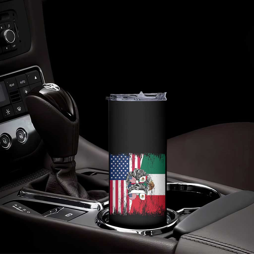 Mexican American Pride Skinny Tumbler Bicultural Heritage Girl Vintage Flag
