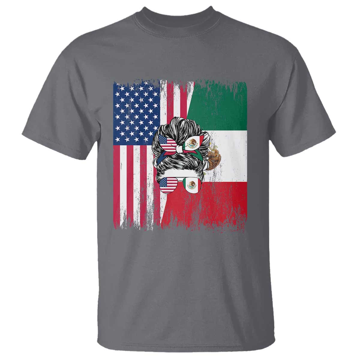 Mexican American Pride T Shirt Bicultural Heritage Girl Vintage Flag