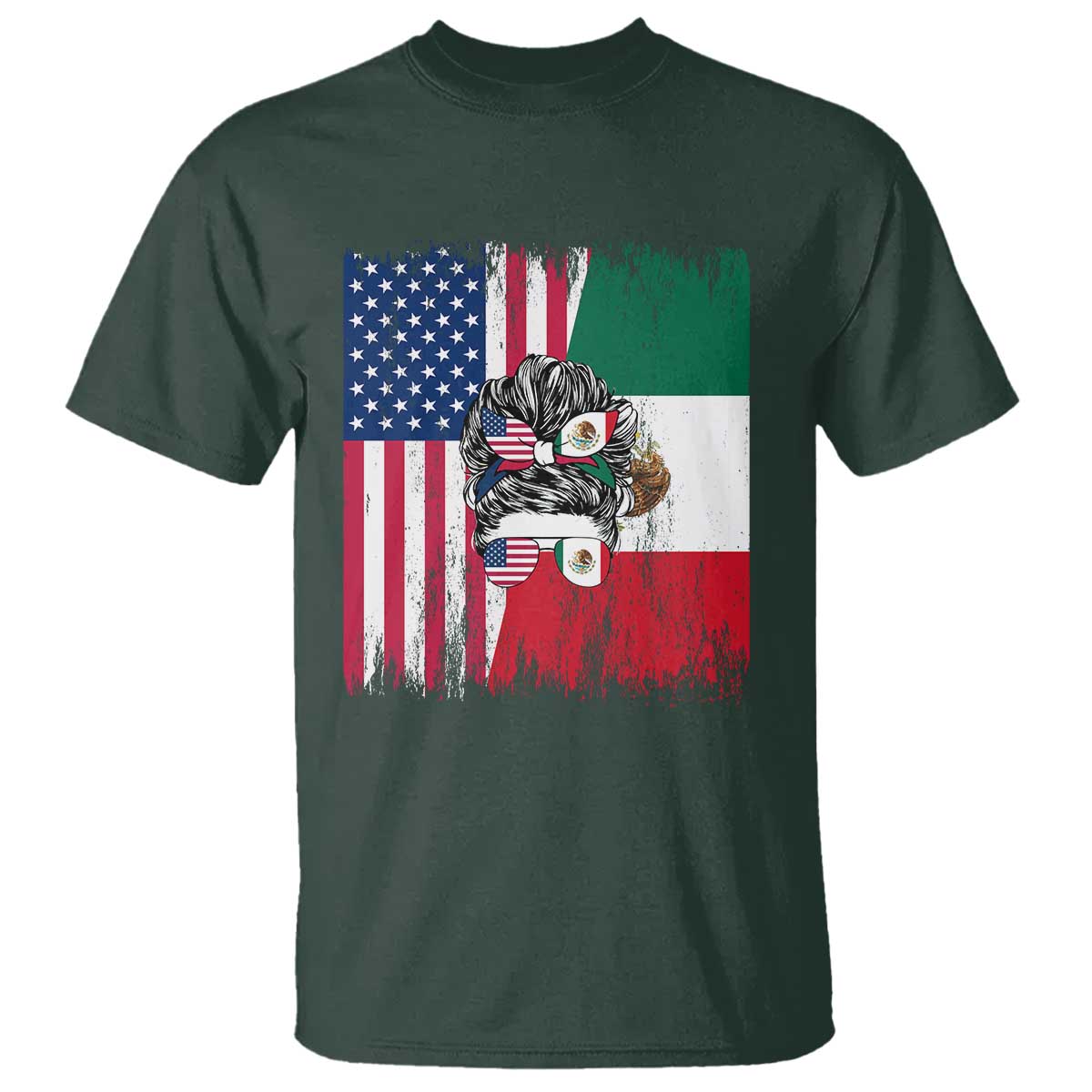 Mexican American Pride T Shirt Bicultural Heritage Girl Vintage Flag