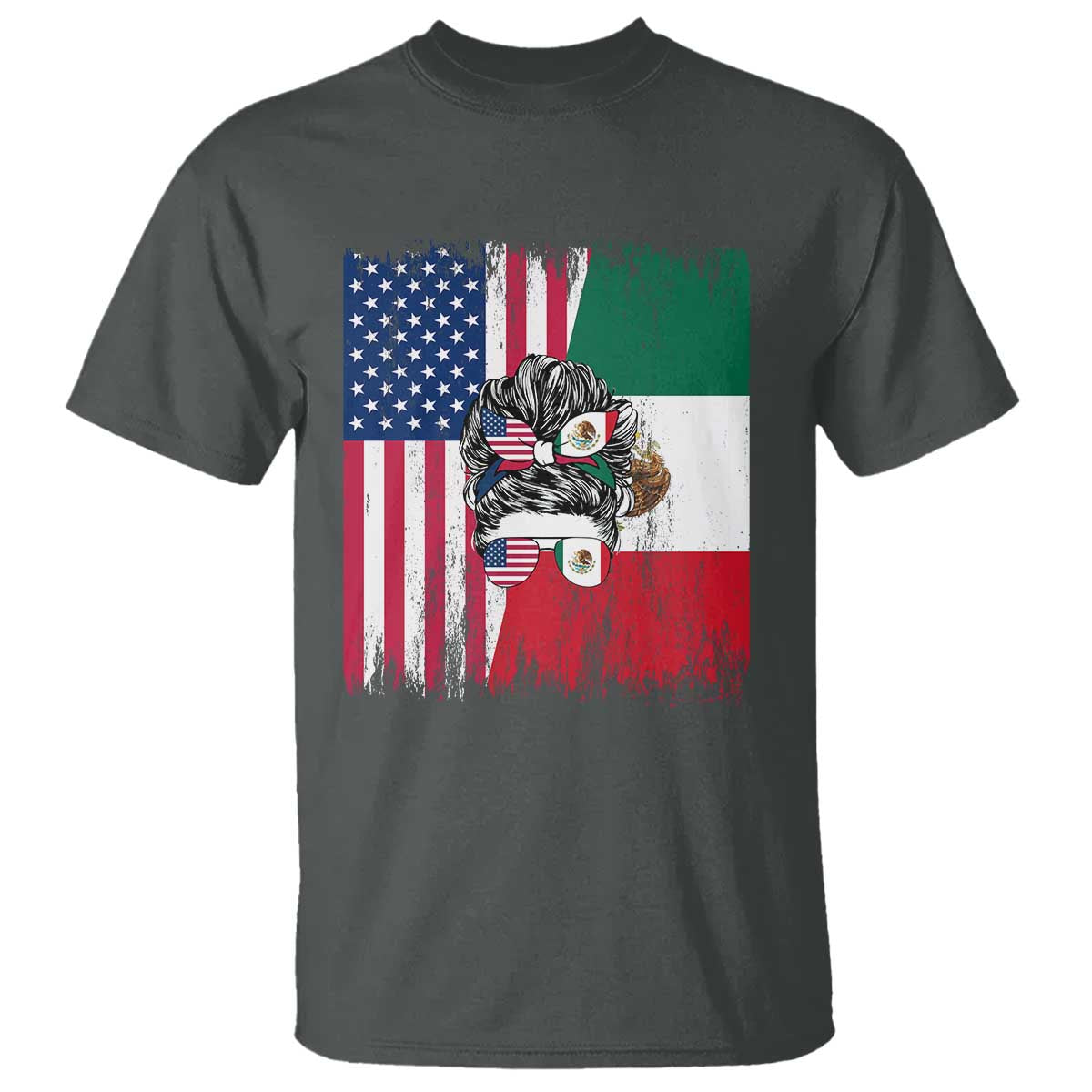 Mexican American Pride T Shirt Bicultural Heritage Girl Vintage Flag