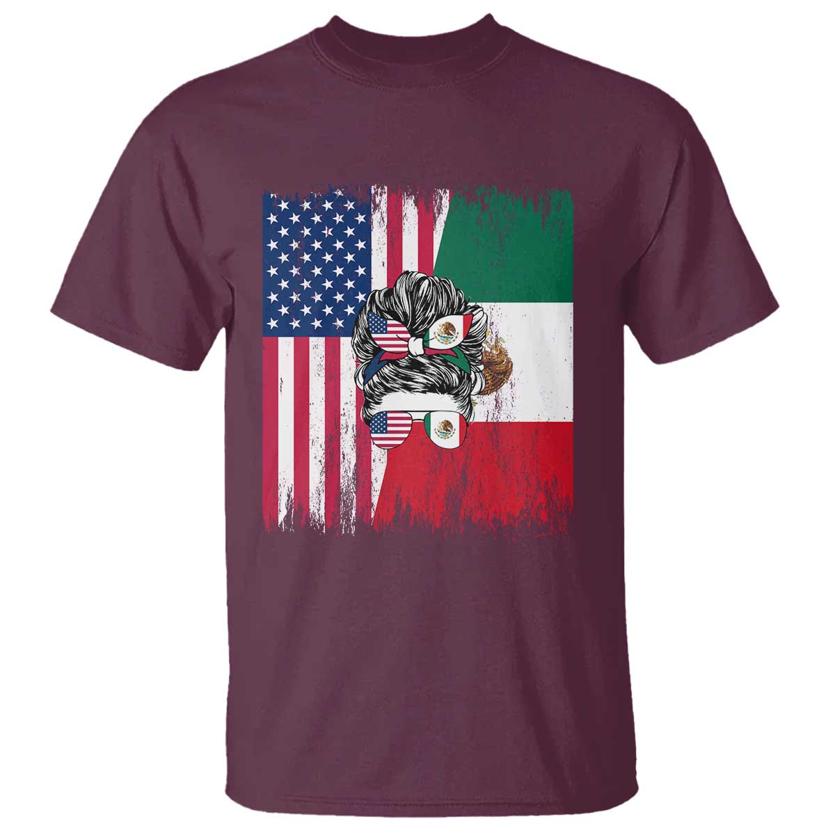 Mexican American Pride T Shirt Bicultural Heritage Girl Vintage Flag