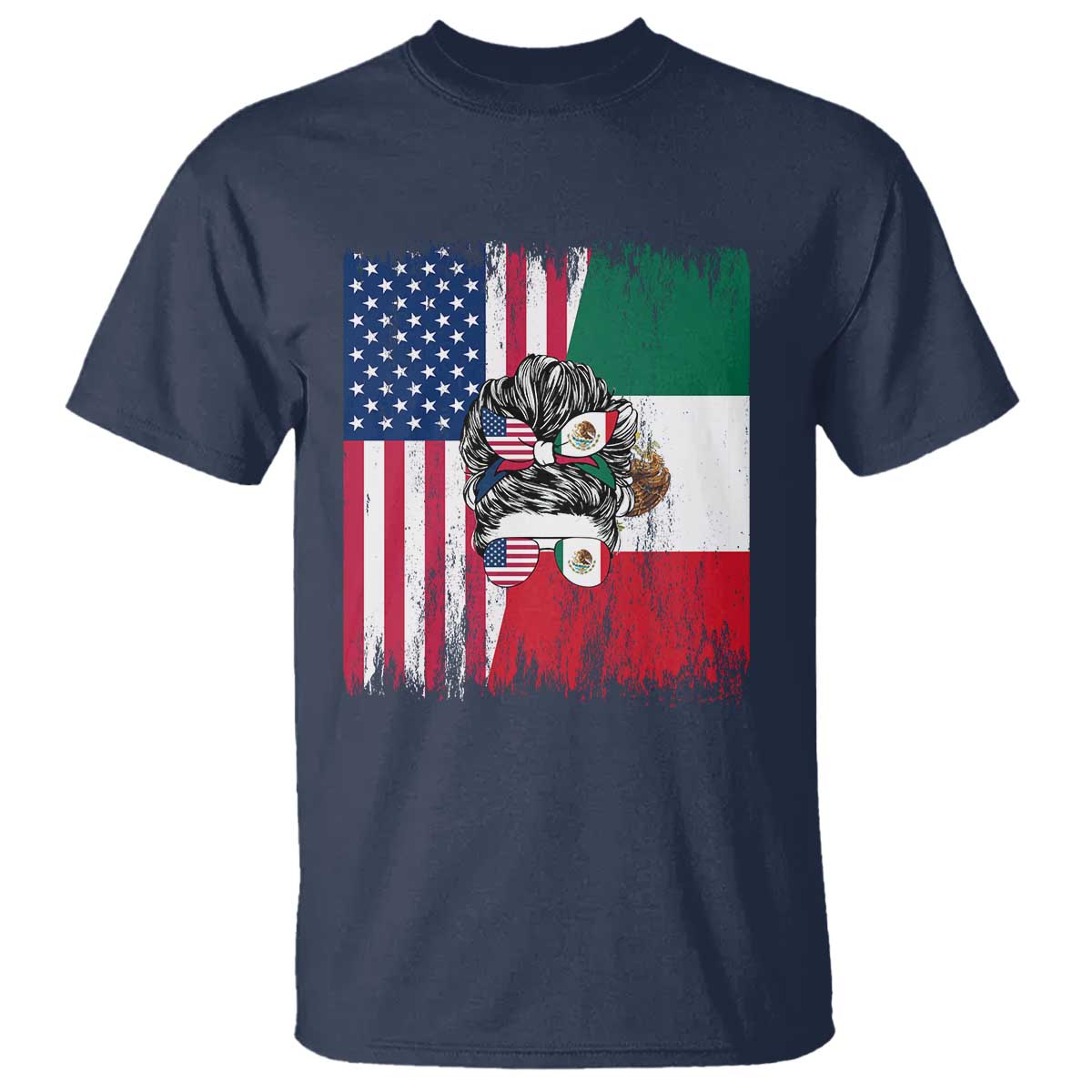 Mexican American Pride T Shirt Bicultural Heritage Girl Vintage Flag