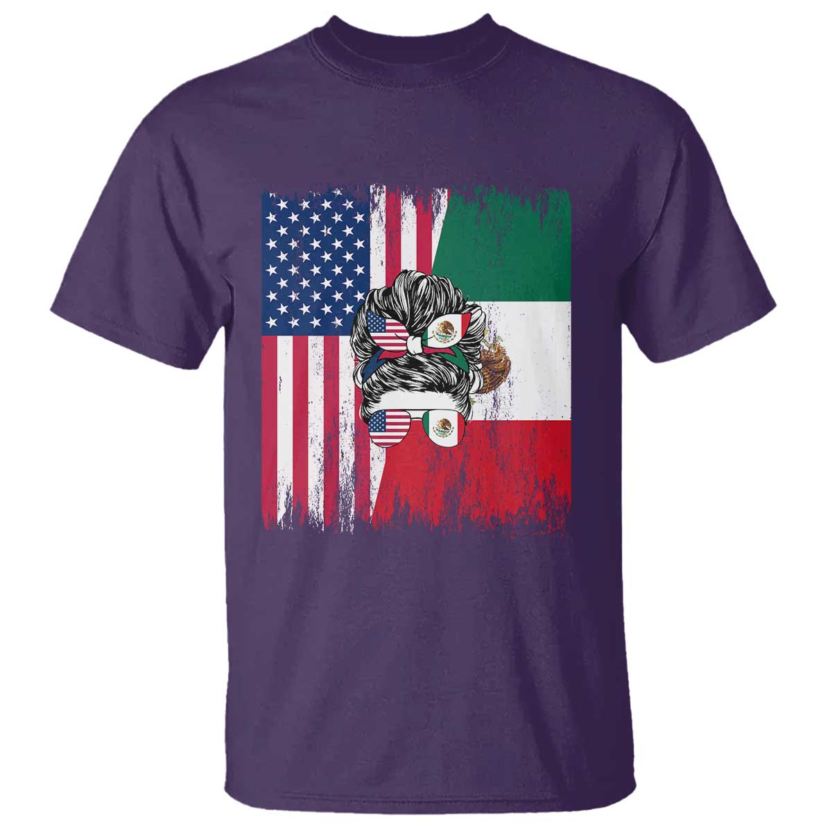 Mexican American Pride T Shirt Bicultural Heritage Girl Vintage Flag