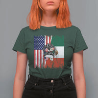Mexican American Pride T Shirt For Women Bicultural Heritage Girl Vintage Flag