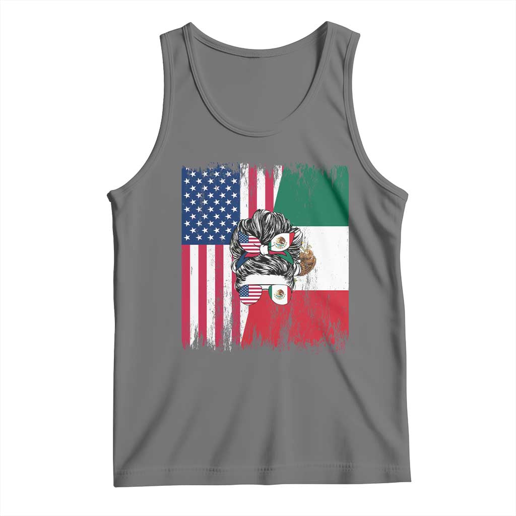 Mexican American Pride Tank Top Bicultural Heritage Girl Vintage Flag