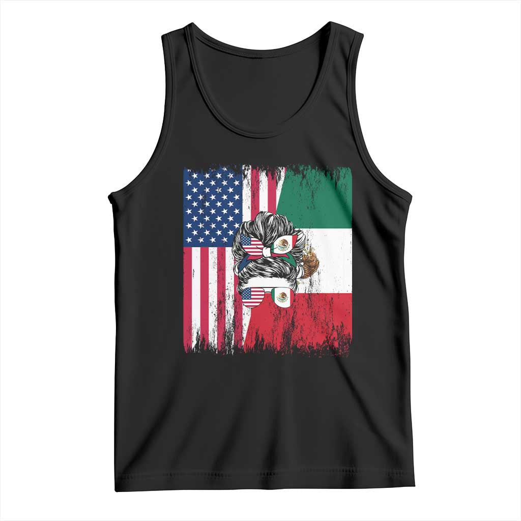 Mexican American Pride Tank Top Bicultural Heritage Girl Vintage Flag