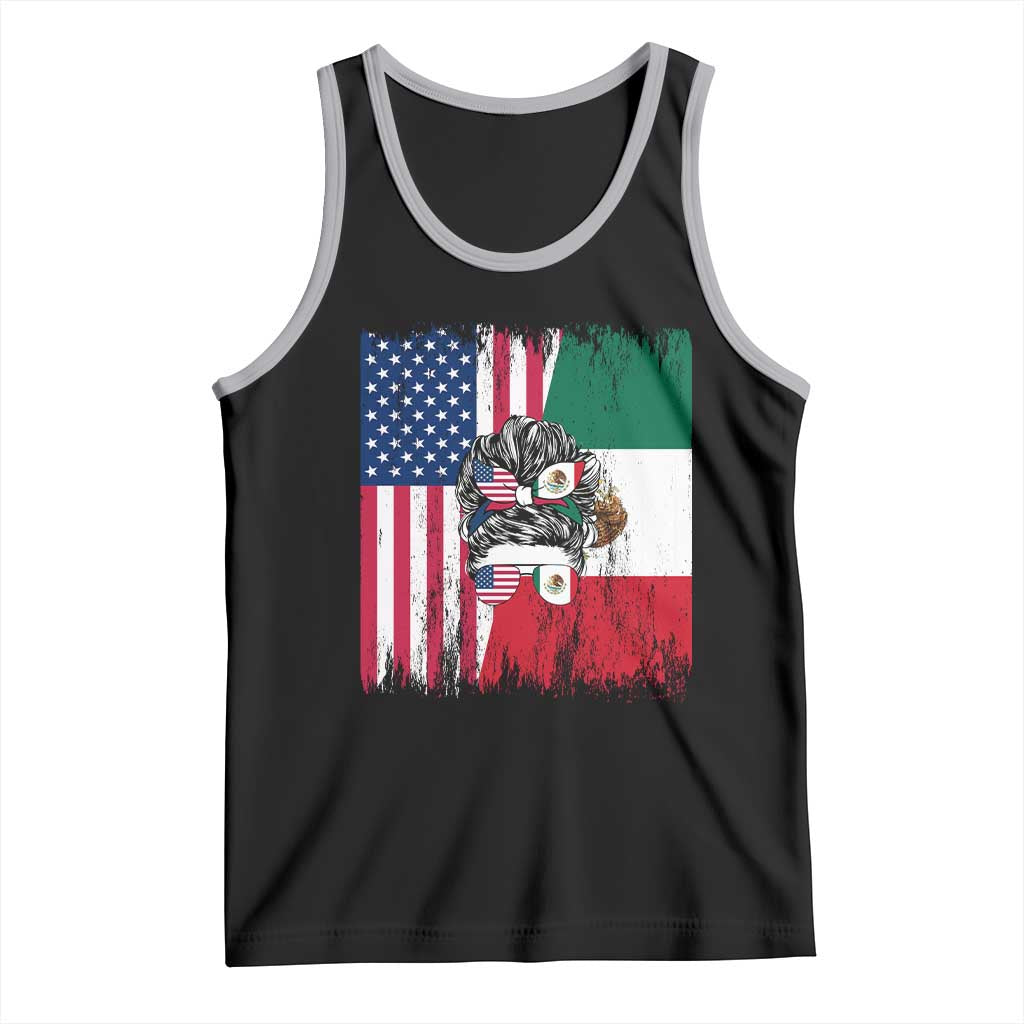 Mexican American Pride Tank Top Bicultural Heritage Girl Vintage Flag