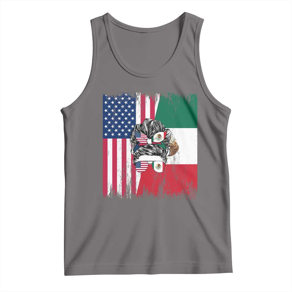 Mexican American Pride Tank Top Bicultural Heritage Girl Vintage Flag