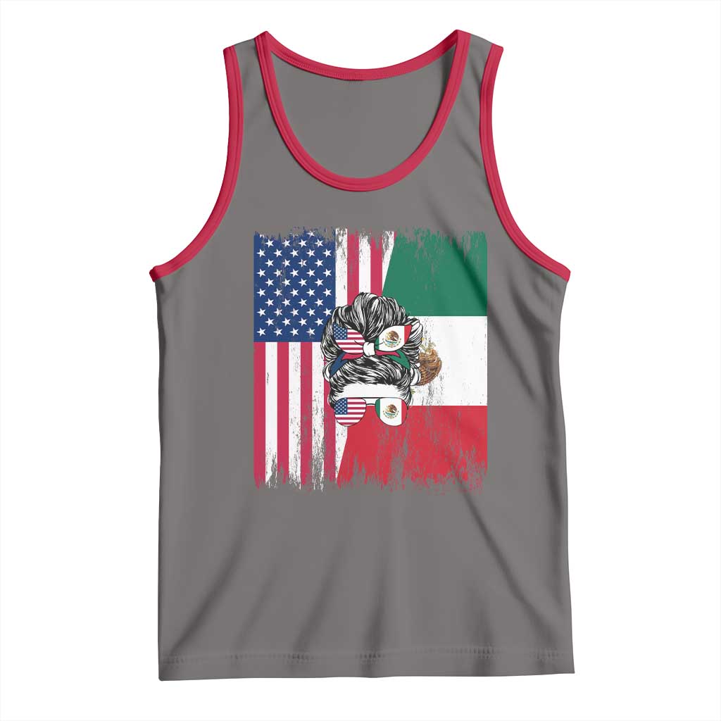 Mexican American Pride Tank Top Bicultural Heritage Girl Vintage Flag