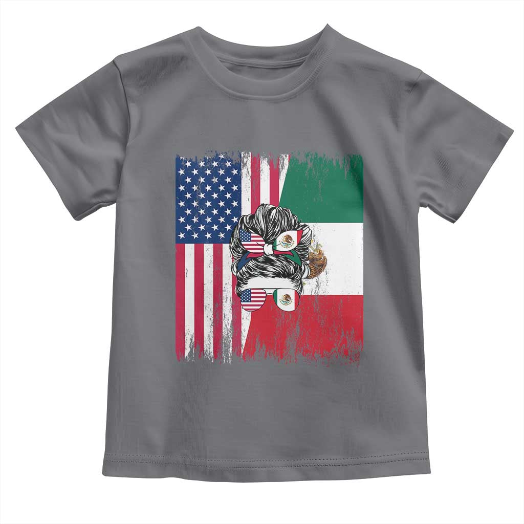 Mexican American Pride Toddler T Shirt Bicultural Heritage Girl Vintage Flag