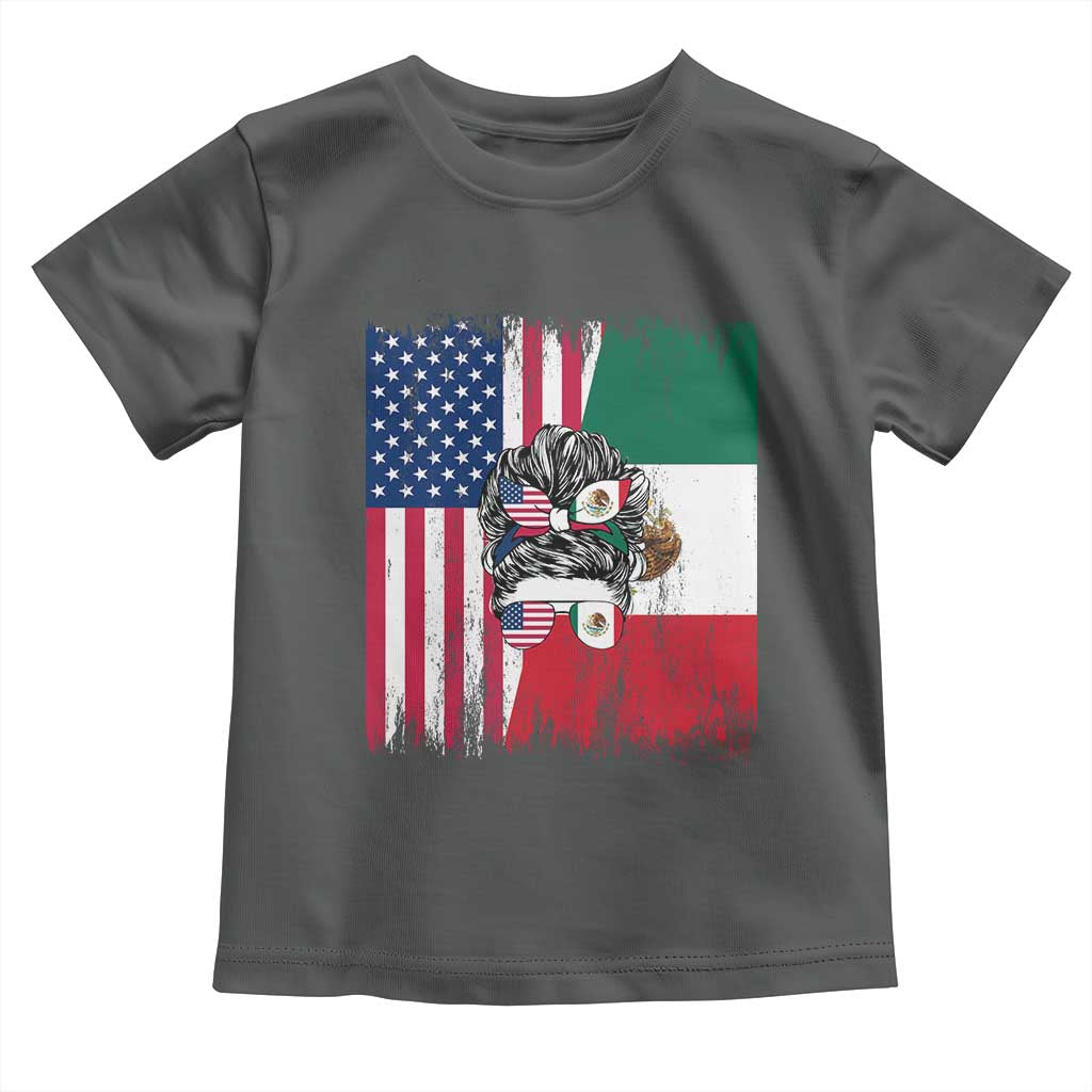 Mexican American Pride Toddler T Shirt Bicultural Heritage Girl Vintage Flag