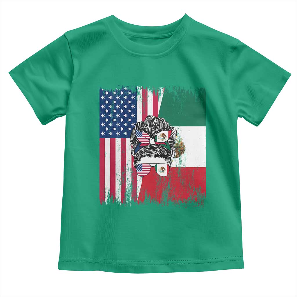 Mexican American Pride Toddler T Shirt Bicultural Heritage Girl Vintage Flag