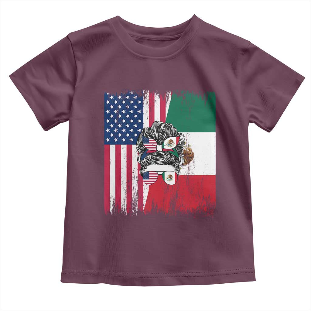 Mexican American Pride Toddler T Shirt Bicultural Heritage Girl Vintage Flag