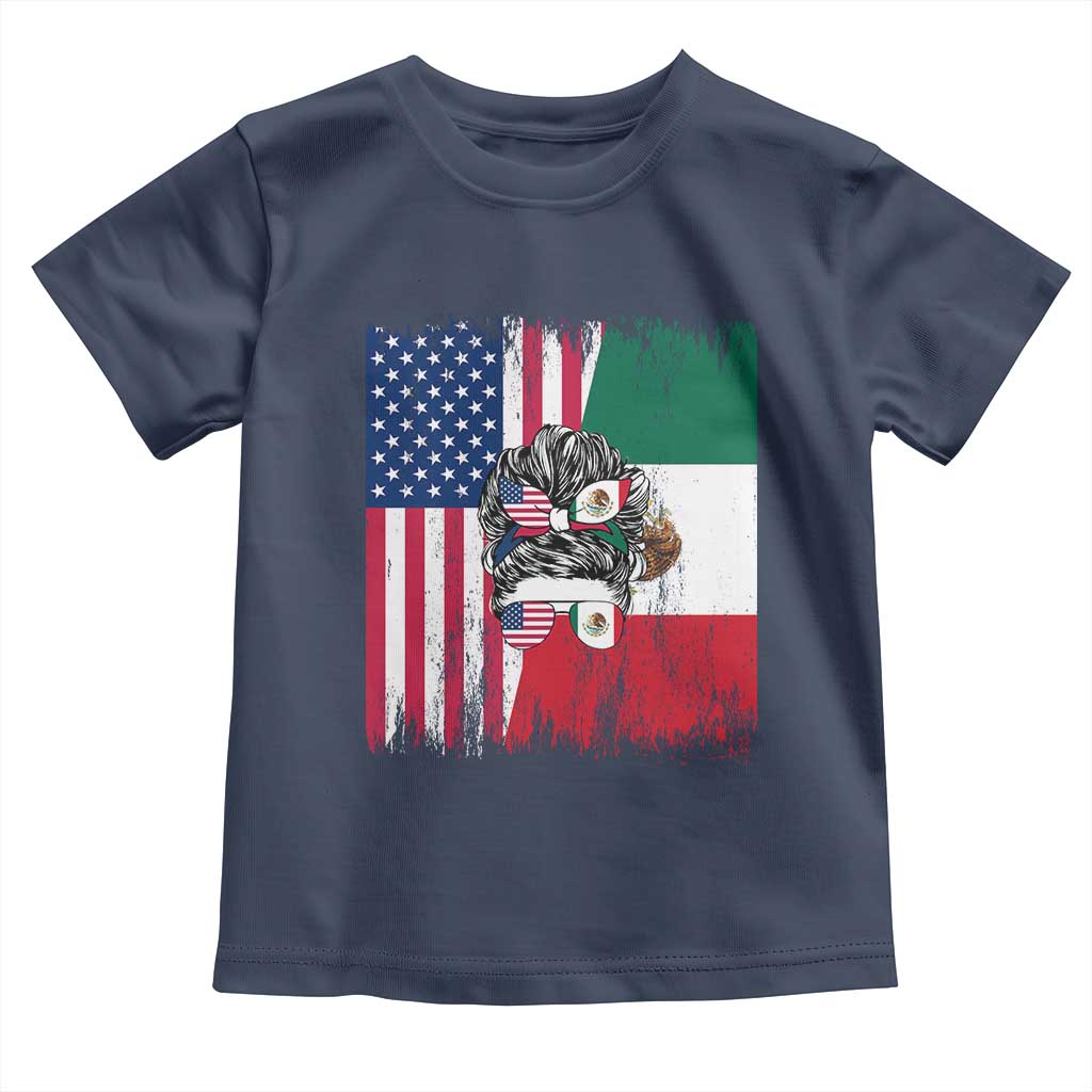 Mexican American Pride Toddler T Shirt Bicultural Heritage Girl Vintage Flag