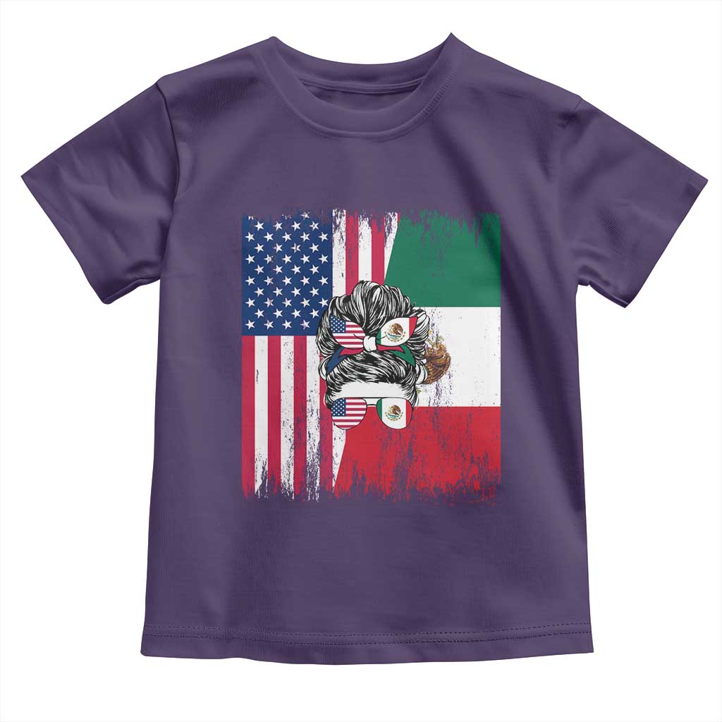 Mexican American Pride Toddler T Shirt Bicultural Heritage Girl Vintage Flag