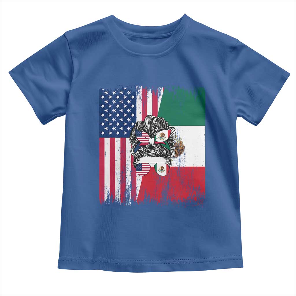 Mexican American Pride Toddler T Shirt Bicultural Heritage Girl Vintage Flag
