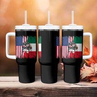 Mexican American Pride Tumbler With Handle Bicultural Heritage Girl Vintage Flag