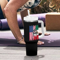 Mexican American Pride Tumbler With Handle Bicultural Heritage Girl Vintage Flag