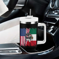 Mexican American Pride Tumbler With Handle Bicultural Heritage Girl Vintage Flag