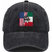 Mexican American Pride Washed Cotton Baseball Cap Bicultural Heritage Girl Vintage Flag