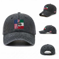 Mexican American Pride Washed Cotton Baseball Cap Bicultural Heritage Girl Vintage Flag